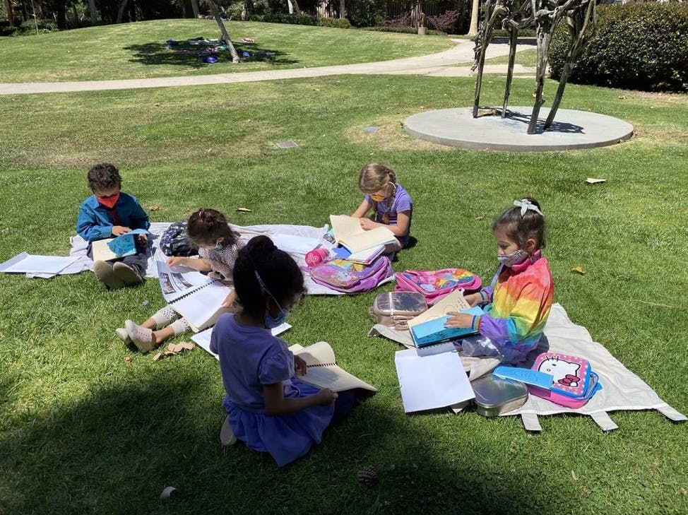 UCLA Lab School students in the University's Sculpture Garden