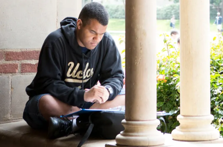 Student Studying Outside Royce Hall
