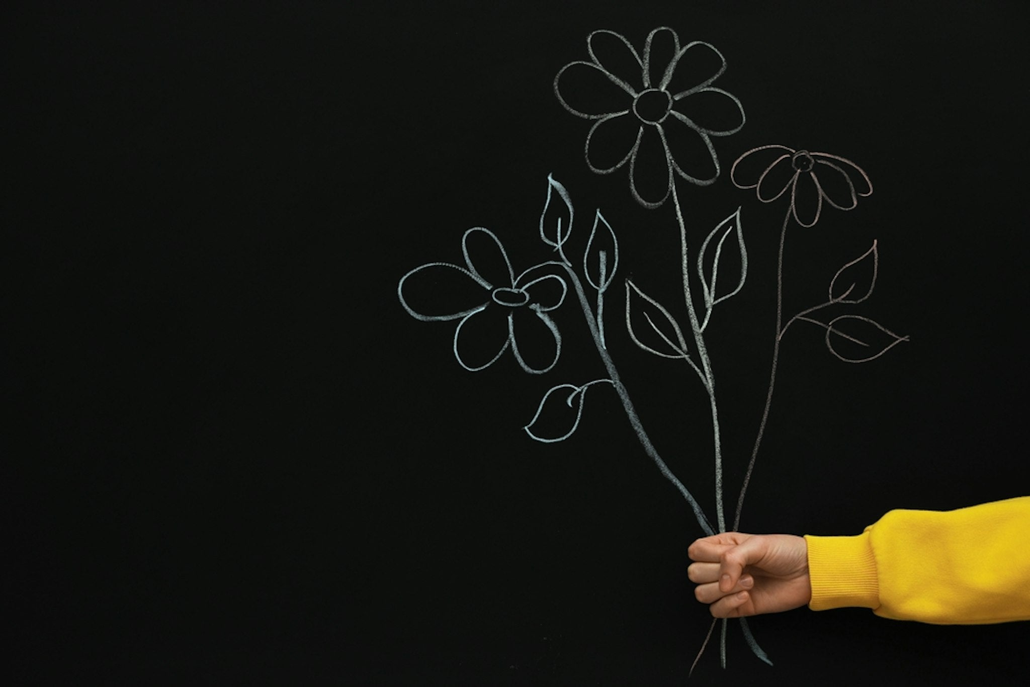 Chalk Flowers in Students Hand