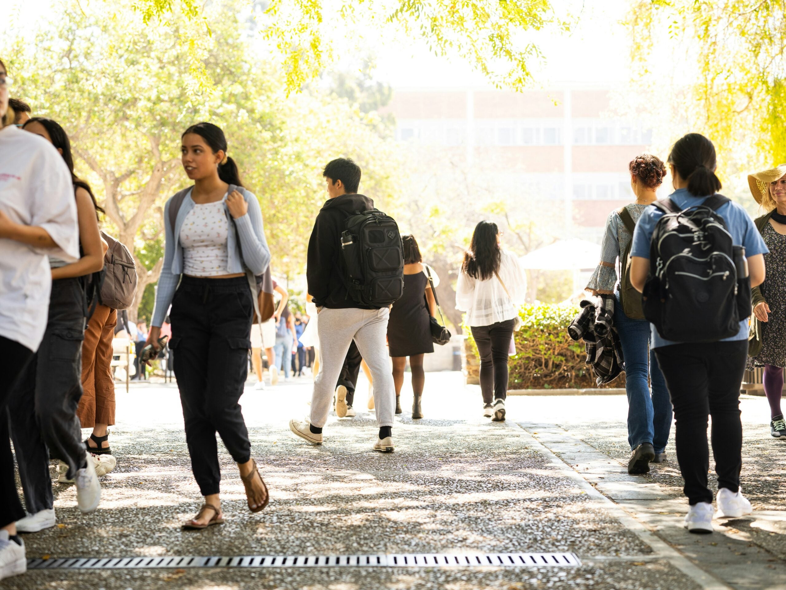 Students Walking in Plaza