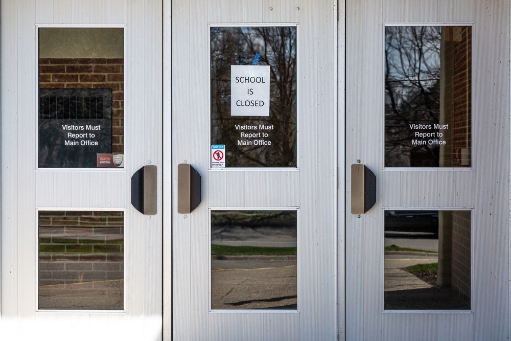 closed school doors