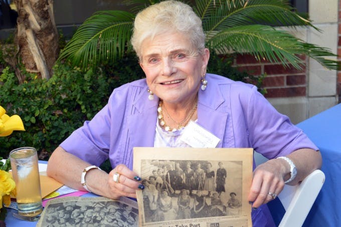 Barbara Faierman ('55, Education) reminisced about being selected for UCLA's Homecoming Court and other social activities on campus. Photo by Todd Cheney, UCLA