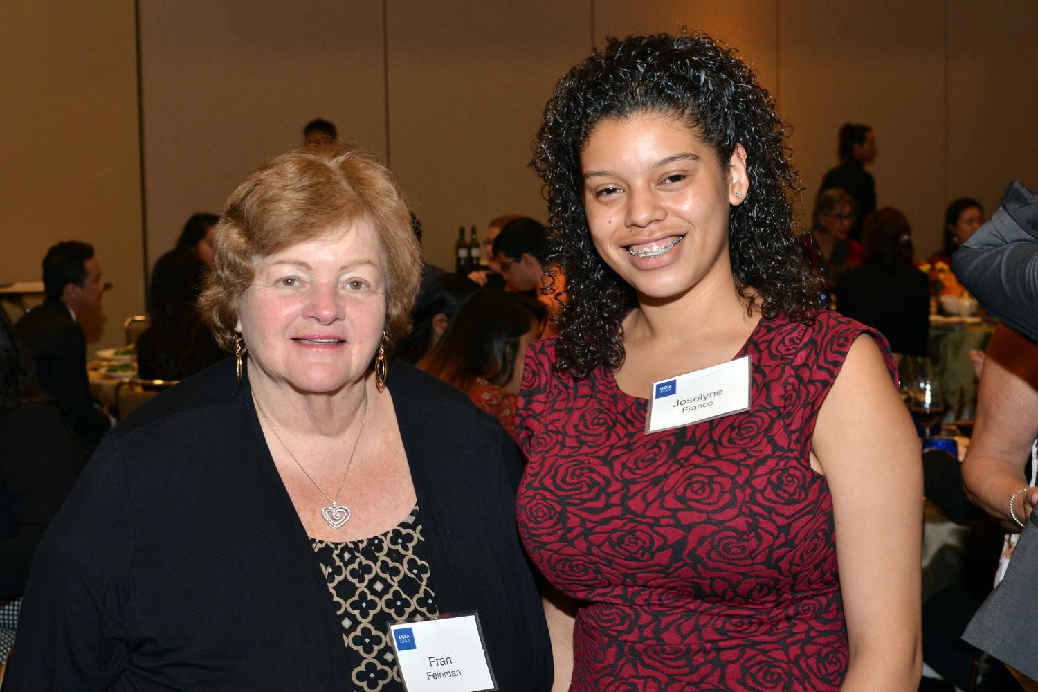 The David Vickter Foundation Fellowship was given this year to Joselyne Franco (at right), and was represented by longtime UCLA supporter Fran Feinman (at left) and represented by Fran Feinman. 