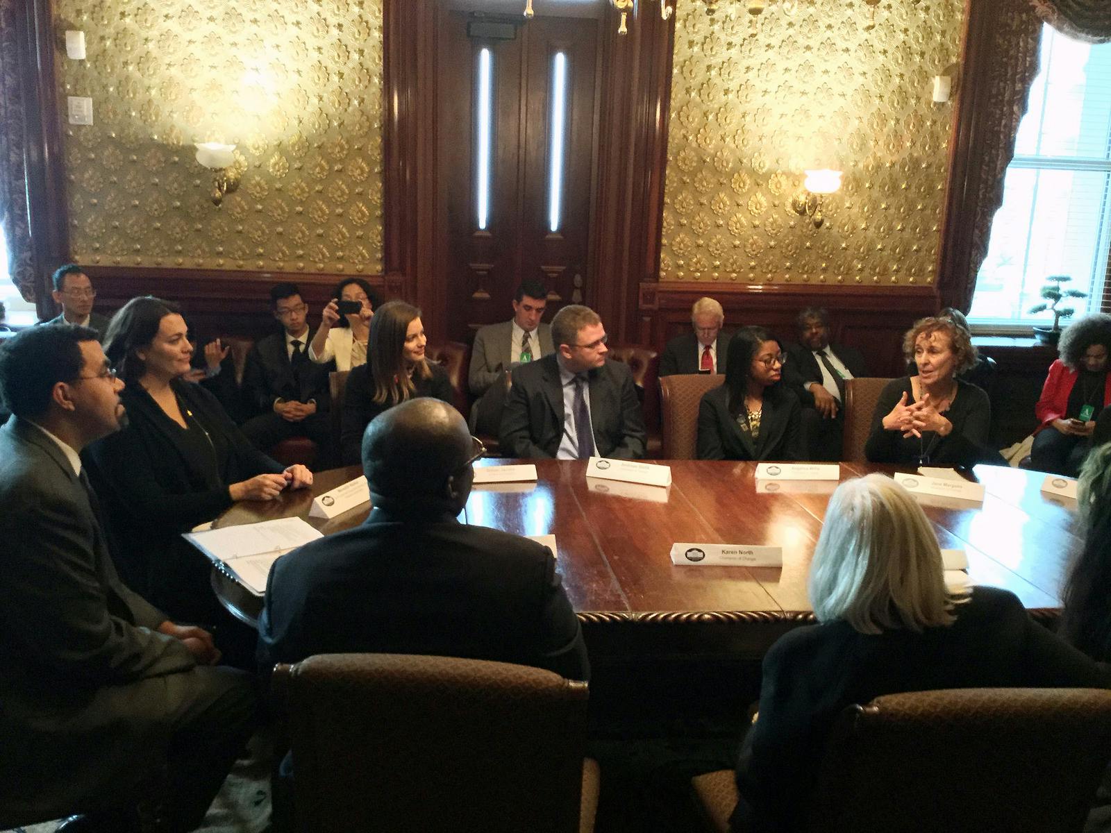 Center X researcher Jane Margolis took part in discussions of equity in computer science education with other &quot;Champions of Change&quot; and national leaders. Photo by Brittny McCarthy, UCLA Federal Relations