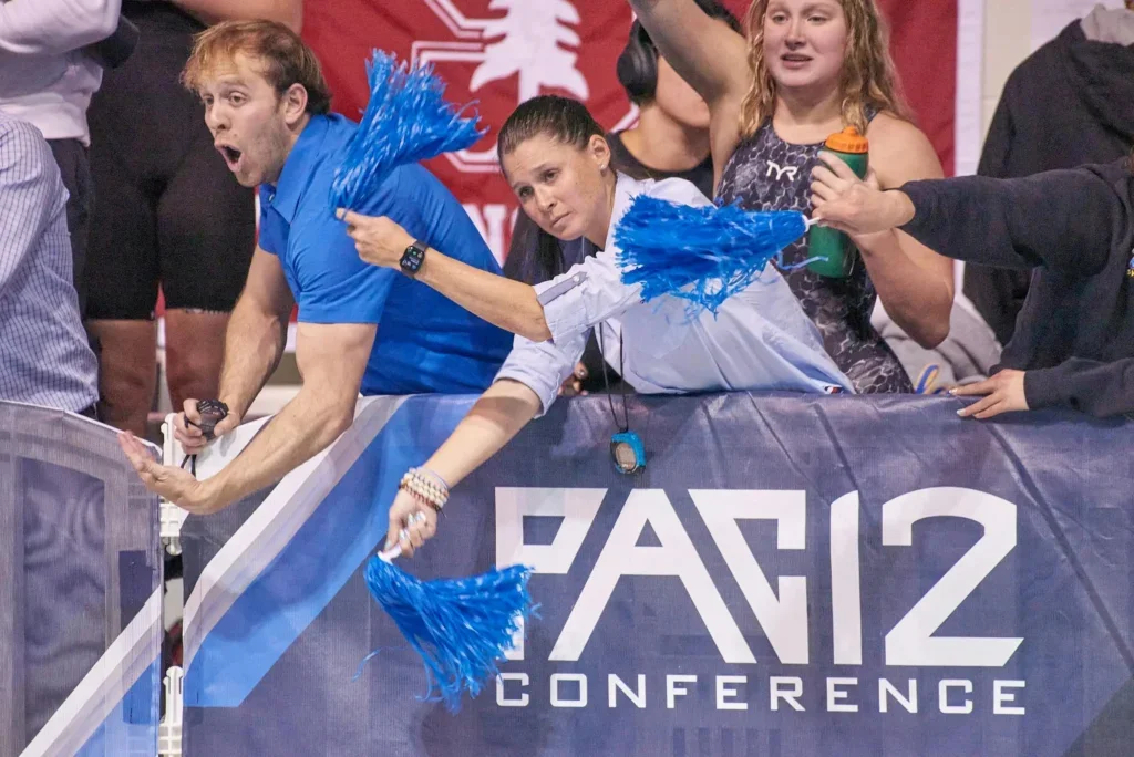 Owen Yancher cheering his swim team