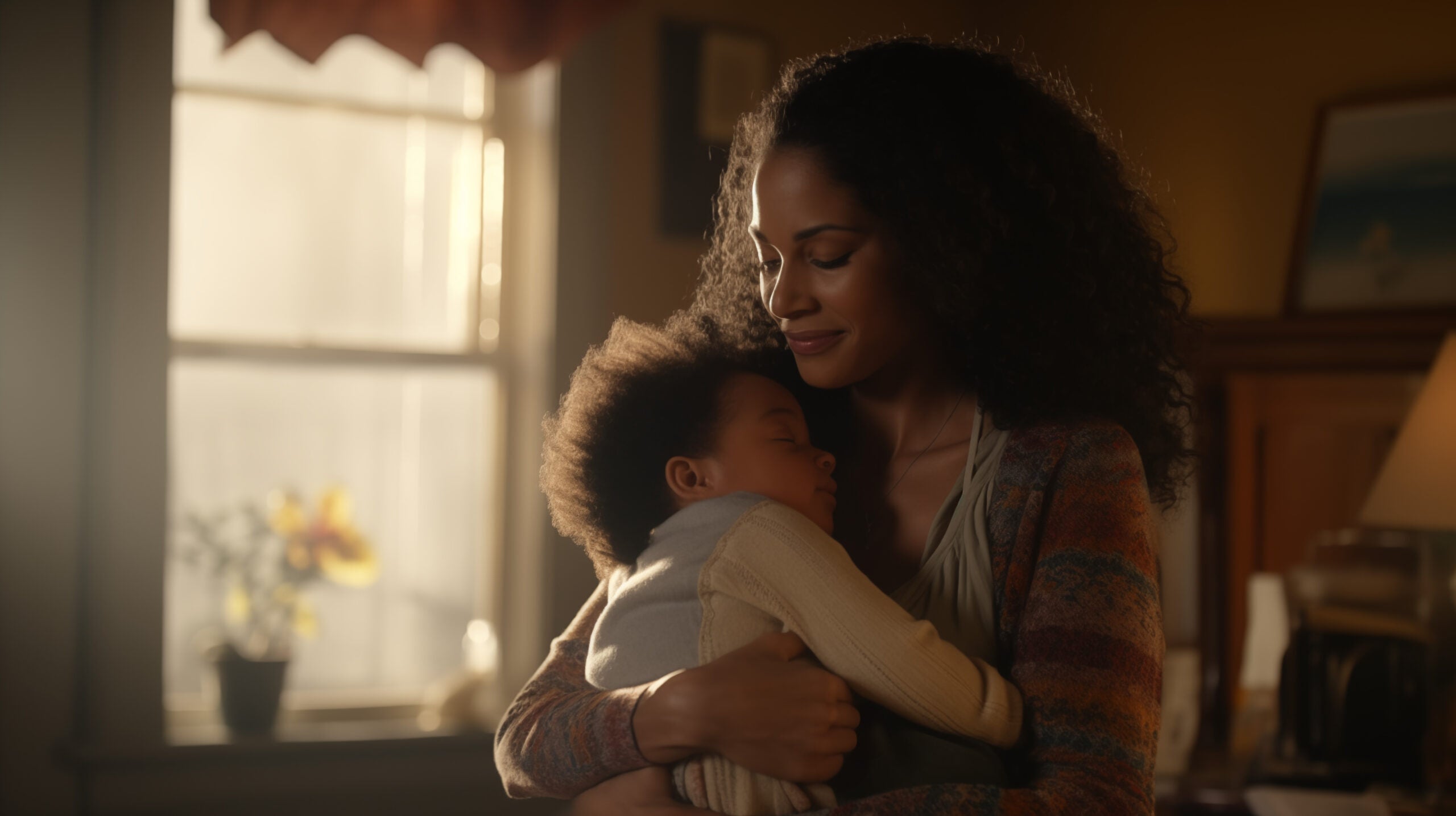 Woman holding a child