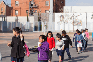 Students walking at RFK Community School