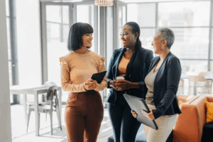 Three women talking