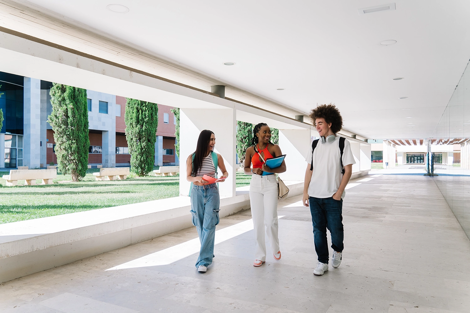 Students walking on college campus